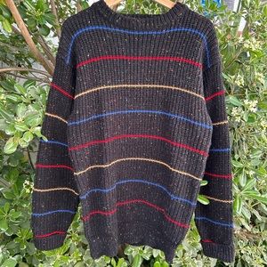 Vintage 90s B. Altman & Co. Sweater Medium Black Multicolor Wool Blend Unisex